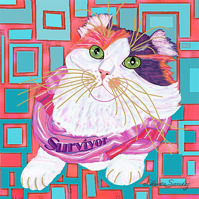 Sabrina Survivor Cat, art by Claudia Sanchez, part of the Cats for the Cure collection