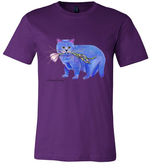 Garlic Cat Mens/Unisex Short Sleeved T-Shirt by Claudia Sanchez