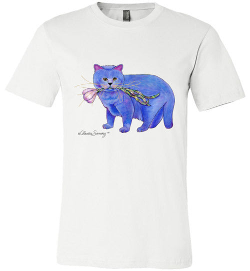 Garlic Cat Mens/Unisex Short Sleeved T-Shirt by Claudia Sanchez