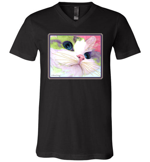 Ali's Eyes V-Neck Short Sleeved T-Shirt by Claudia Sanchez