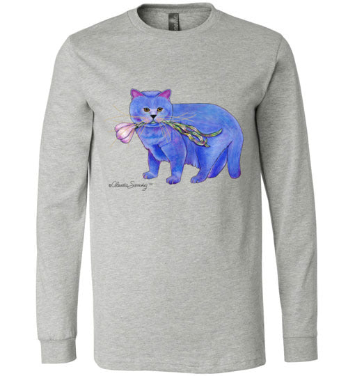 Garlic Cat Long Sleeved T-Shirt by Claudia Sanchez