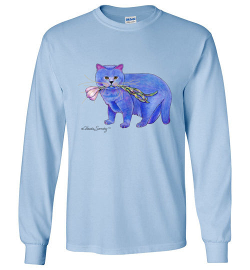 Garlic Cat Long Sleeved T-Shirt by Claudia Sanchez
