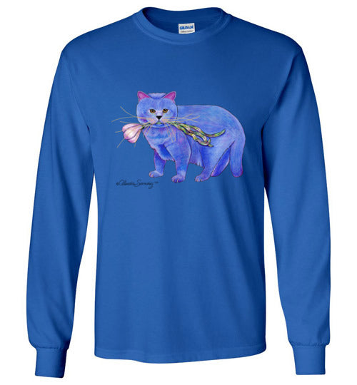 Garlic Cat Long Sleeved T-Shirt by Claudia Sanchez