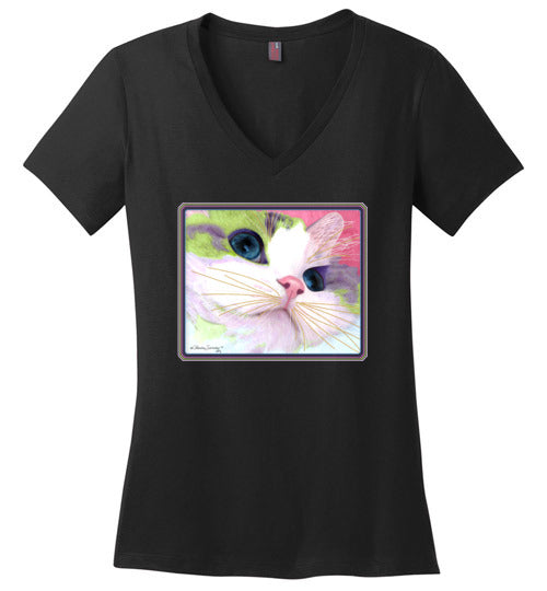 Ali's Eyes V-Neck Short Sleeved T-Shirt by Claudia Sanchez