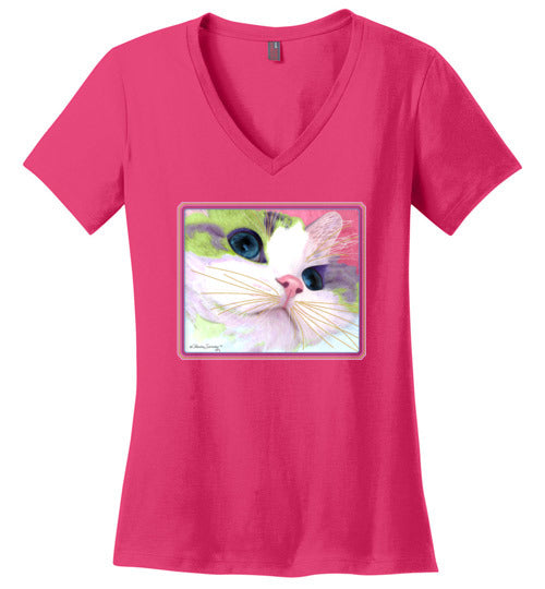 Ali's Eyes V-Neck Short Sleeved T-Shirt by Claudia Sanchez