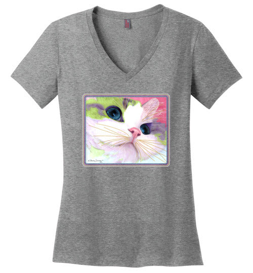 Ali's Eyes V-Neck Short Sleeved T-Shirt by Claudia Sanchez