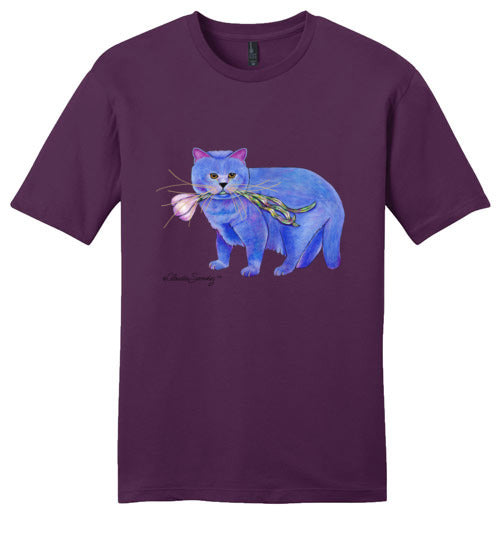 Garlic Cat Mens/Unisex Short Sleeved T-Shirt by Claudia Sanchez