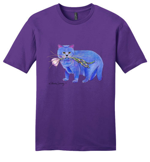 Garlic Cat Mens/Unisex Short Sleeved T-Shirt by Claudia Sanchez