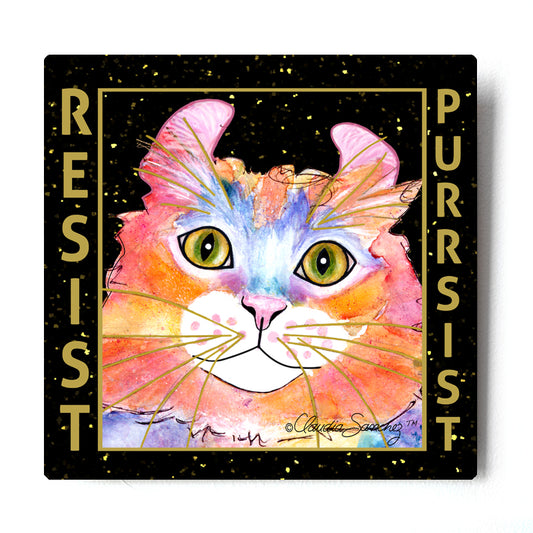 Simba RESIST•PURRSIST - Aluminum Print by Claudia Sanchez