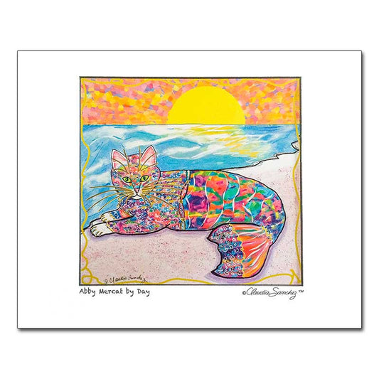 Abby Mercat, Archival Matted Cat Art Print by Claudia Sanchez