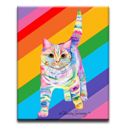 Morris Gay Pride 8x10"  Decorative Ceramic Cat Art Tile by Claudia Sanchez