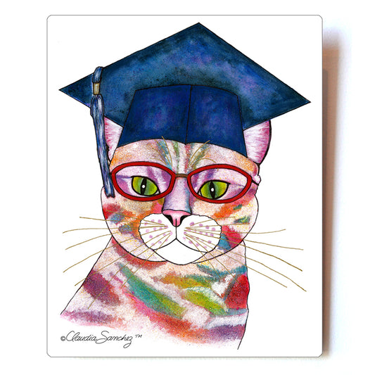 Amy Grad Cat Aluminum Art Print, 8x10" by Claudia Sanchez