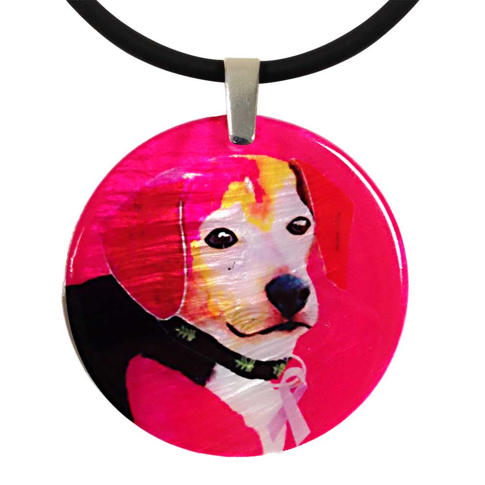 Dog for the Cure - Mother of Pearl Pendant Necklace by Claudia Sanchez