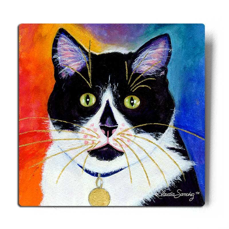 Bootie Aluminum Cat Art Print on white background - Claudia Sanchez, Claudia's Cats Collection