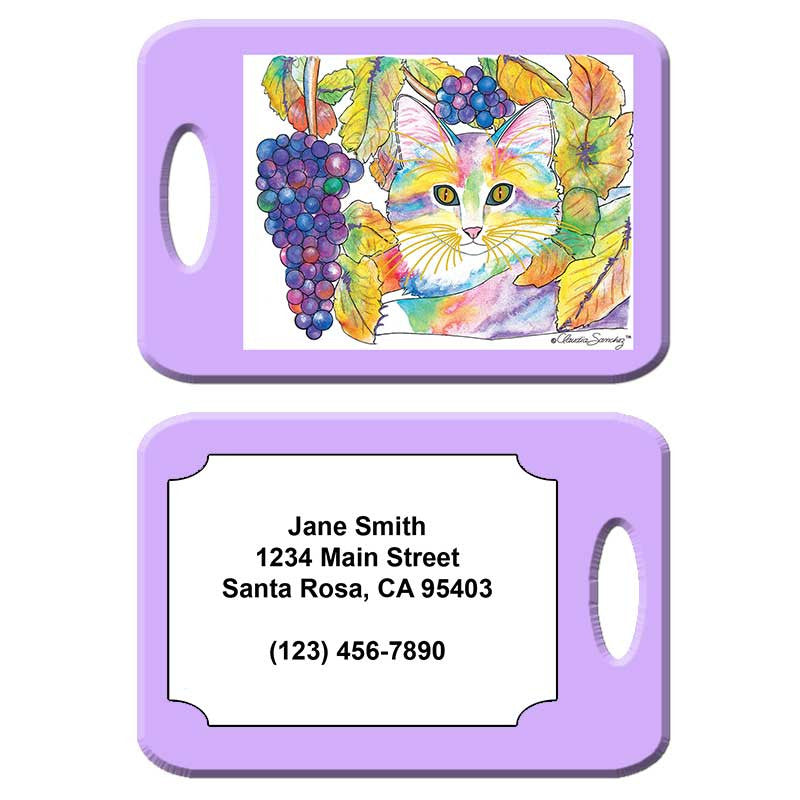 Chianti - Cat Art Luggage Tag by Claudia Sanchez - Lilac