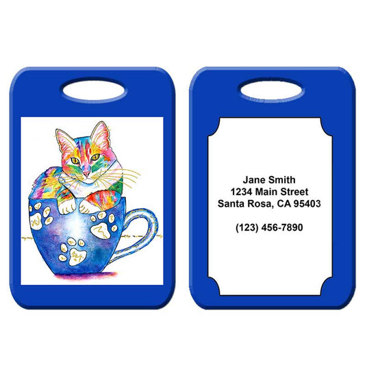 Coffee Cat - Cat Art Luggage Tag