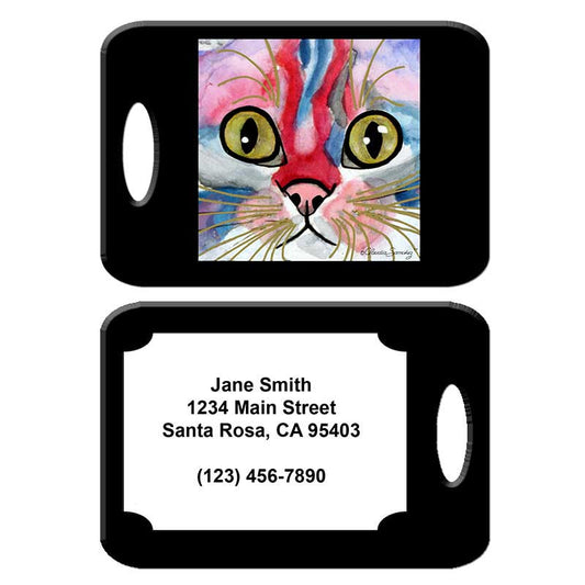 Elliot Face - Cat Art Luggage Tag by Claudia Sanchez