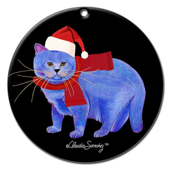 Kayo, Garlic Cat Ceramic Christmas Ornament by Claudia Sanchez, Claudia's Cats Collection