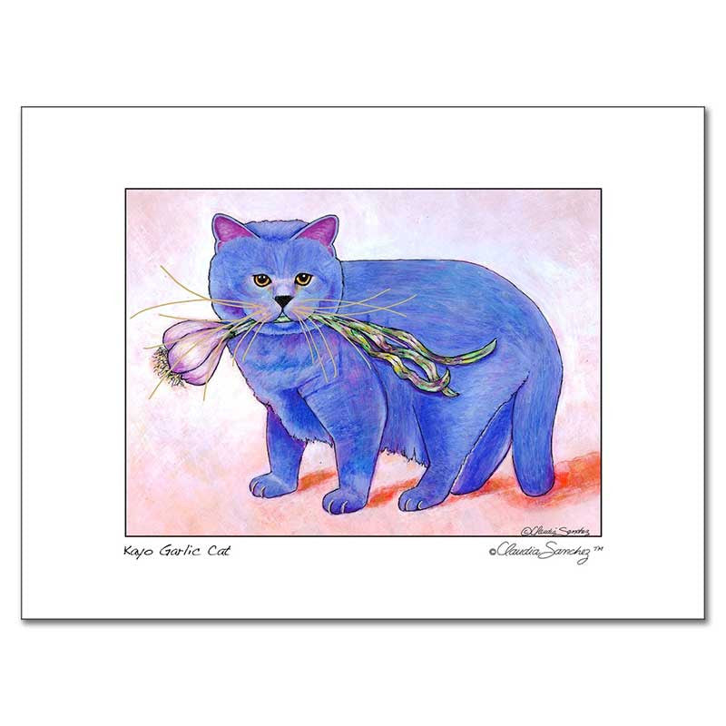 Kayo, Garlic Cat, Archival Matted Cat Art Print