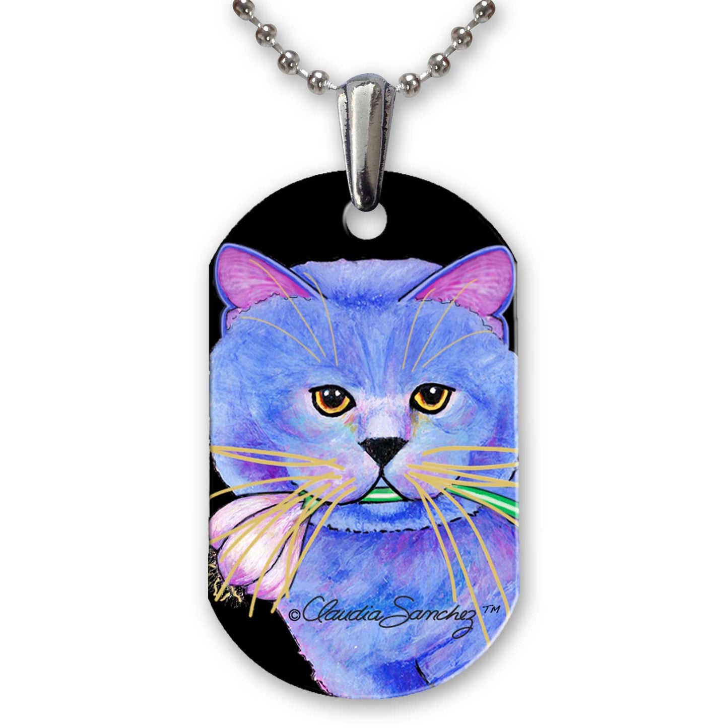 Kayo, Garlic Cat Aluminum Pendant Necklace by Claudia Sanchez - White