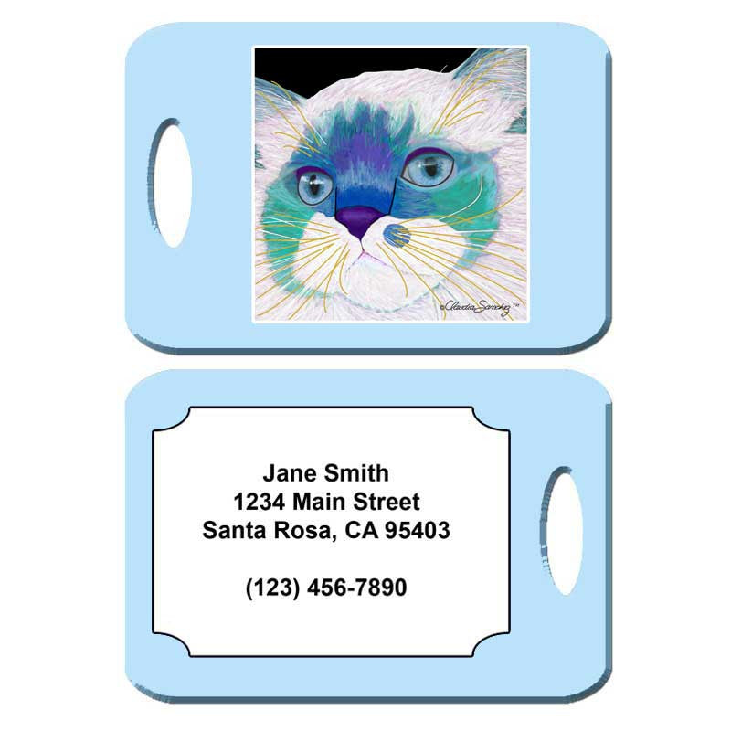 Juliette's Face - Cat Art Luggage Tag by Claudia Sanchez