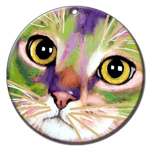 Kauhi Eyes Ceramic Cat Art Christmas Ornament by Claudia Sanchez, Claudia's Cats Collection