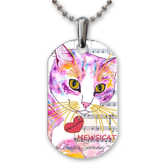 Mewzette Mewsicat Aluminum Pendant Necklace by Claudia Sanchez, Claudia's Cats Collection