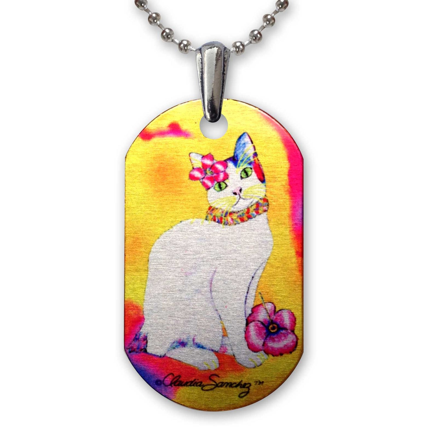 Monica TropiCat Aluminum Pendant Necklace by Claudia Sanchez, Claudia's Cats Collection