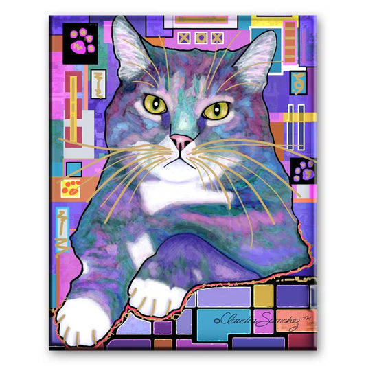 Napper 8 x 10 Ceramic Cat Art Tile by Claudia Sanchez