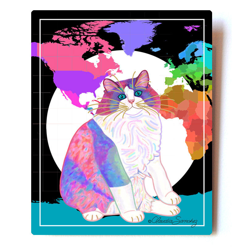Zapata's Moon Aluminum Cat Art Print, 8x10" by Claudia Sanchez
