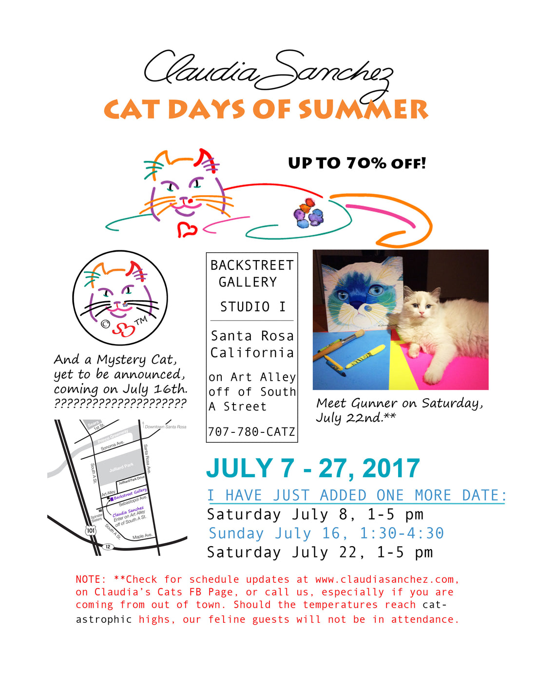 CAT DAYS OF SUMMER EVENT CONTINUES, NEW DATE ADDED!