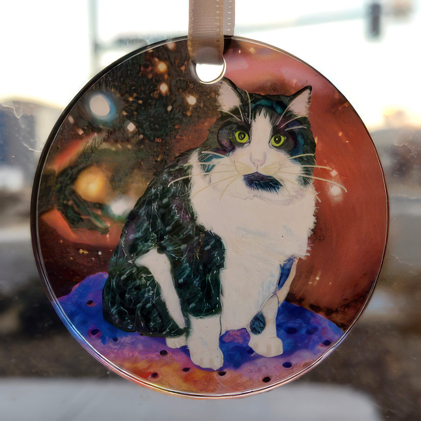 Oreo - Cat Art Ornament - Acrylic