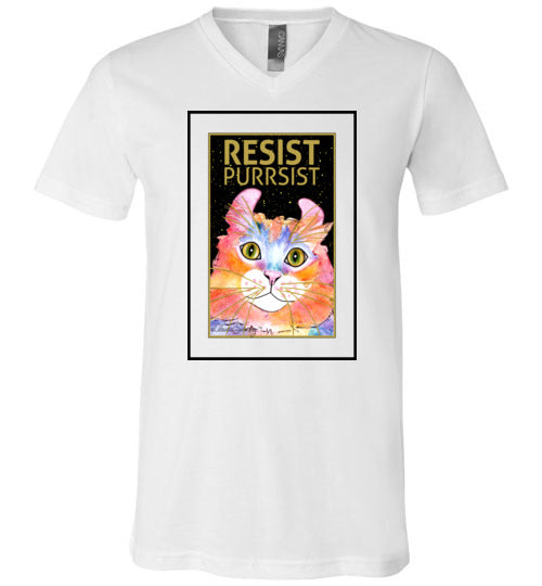 Simba RESIST-PURRSIST V-Neck Short Sleeved T-Shirt by Claudia Sanchez