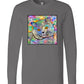 Buddy Guy Jazzy Cat Long Sleeved Cat Art Unisex T-Shirt by Claudia Sanchez