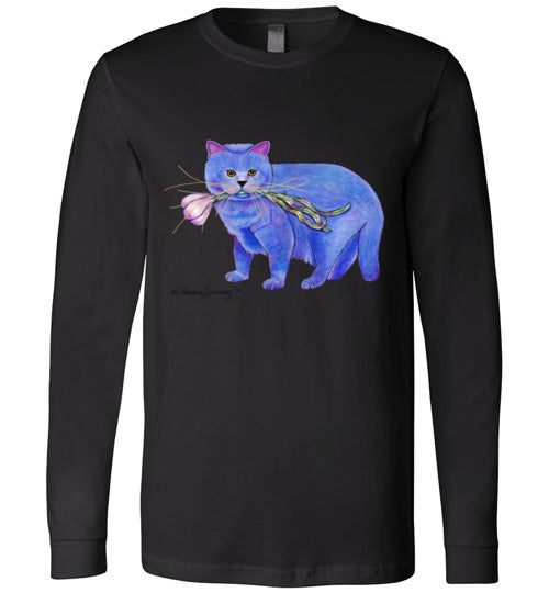 Garlic Cat Long Sleeved T-Shirt by Claudia Sanchez