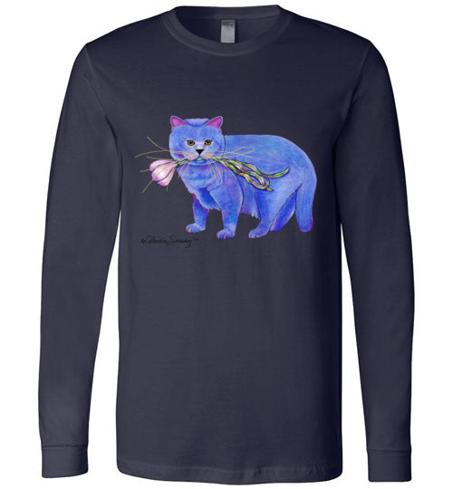 Garlic Cat Long Sleeved T-Shirt by Claudia Sanchez