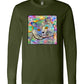 Buddy Guy Jazzy Cat Long Sleeved Cat Art Unisex T-Shirt by Claudia Sanchez