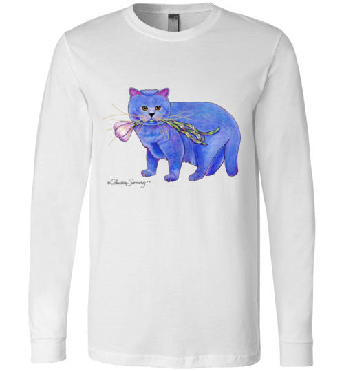 Garlic Cat Long Sleeved T-Shirt by Claudia Sanchez