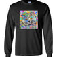 Buddy Guy Jazzy Cat Long Sleeved Cat Art Unisex T-Shirt by Claudia Sanchez