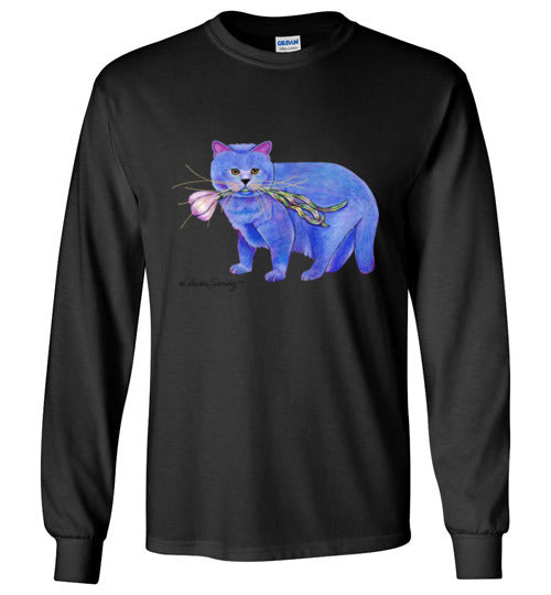 Garlic Cat Long Sleeved T-Shirt by Claudia Sanchez