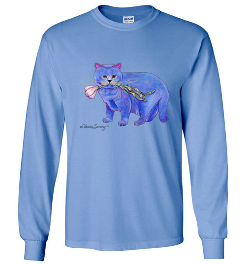 Garlic Cat Long Sleeved T-Shirt by Claudia Sanchez