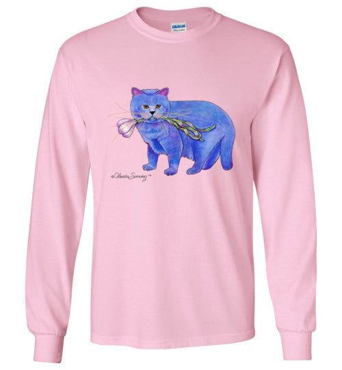 Garlic Cat Long Sleeved T-Shirt by Claudia Sanchez