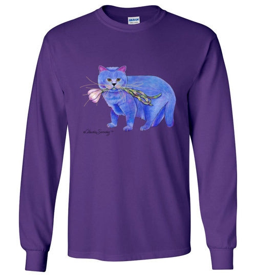 Garlic Cat Long Sleeved T-Shirt by Claudia Sanchez