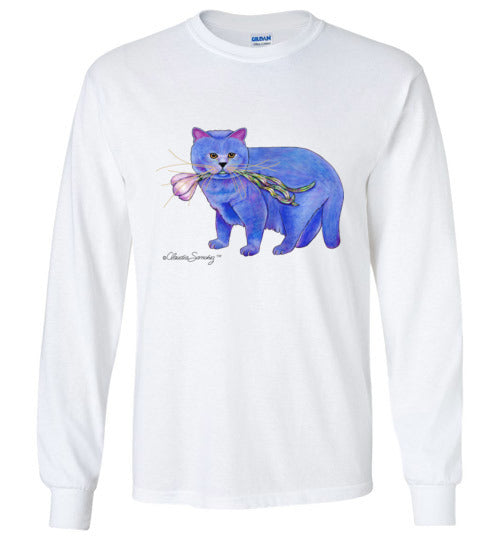 Garlic Cat Long Sleeved T-Shirt by Claudia Sanchez