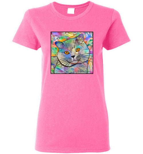 Buddy Guy Jazzy Cat Short Sleeved Ladies T-Shirt by Claudia Sanchez