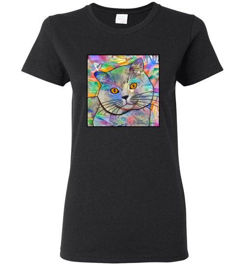 Buddy Guy Jazzy Cat Short Sleeved Ladies T-Shirt by Claudia Sanchez