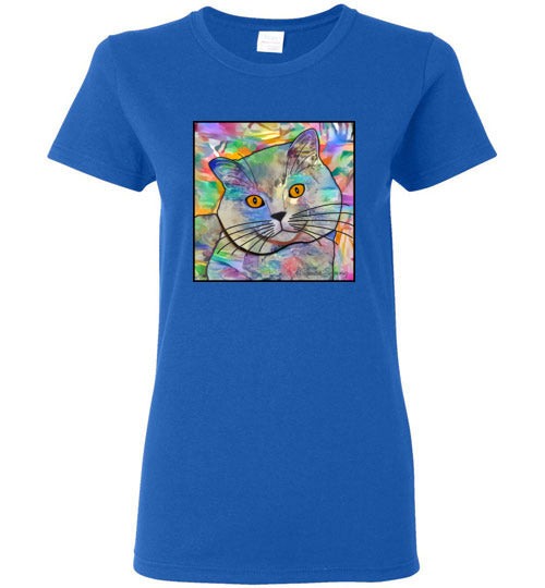 Buddy Guy Jazzy Cat Short Sleeved Ladies T-Shirt by Claudia Sanchez