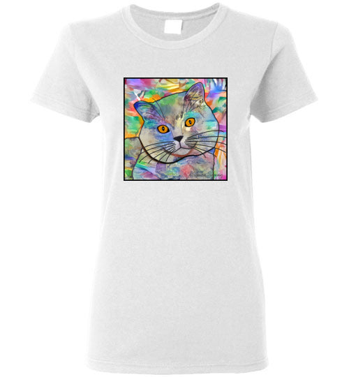 Buddy Guy Jazzy Cat Short Sleeved Ladies T-Shirt by Claudia Sanchez