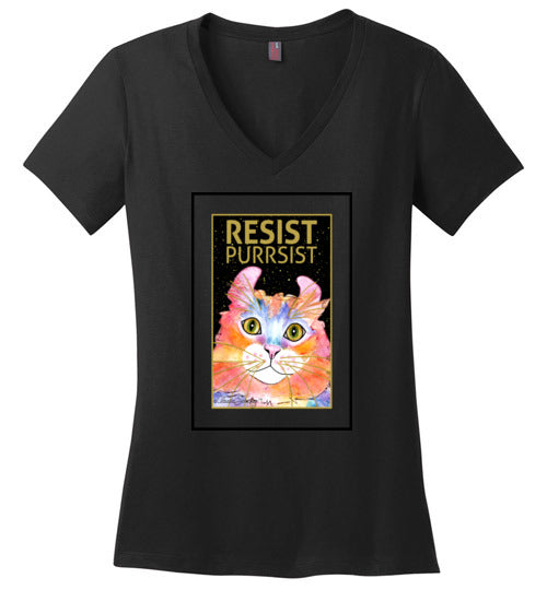 Simba RESIST-PURRSIST V-Neck Short Sleeved T-Shirt by Claudia Sanchez