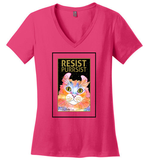 Simba RESIST-PURRSIST V-Neck Short Sleeved T-Shirt by Claudia Sanchez